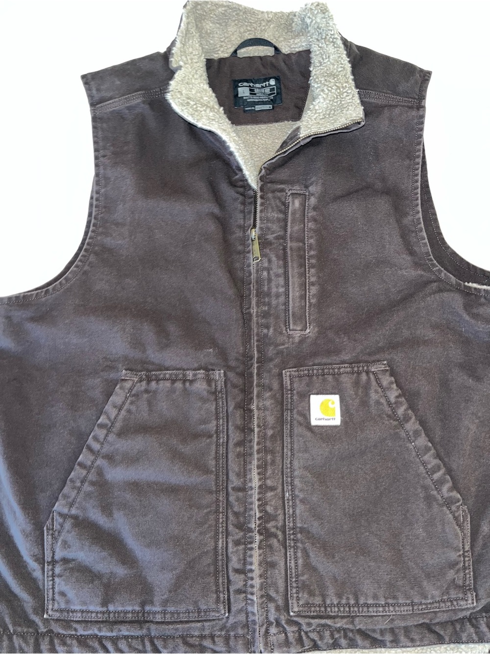 Carhartt Men’s Sherpa Lined Mock Neck Vest Dark Brown Size L - Picture 2 of 12